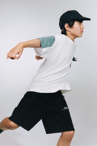 Zaras SPORTIG T-SHIRT MED FICKA - Vit