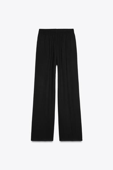 ШИРОКИЕ БРЮКИ С ЭЛАСТИЧНЫМ ПОЯСОМ — ЧЕРНЫЙ от Zara