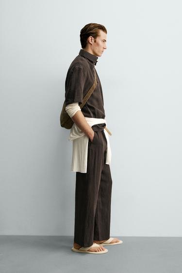 CHEMISE POLO 100 % LIN - Marron foncé de Zara - Image 3