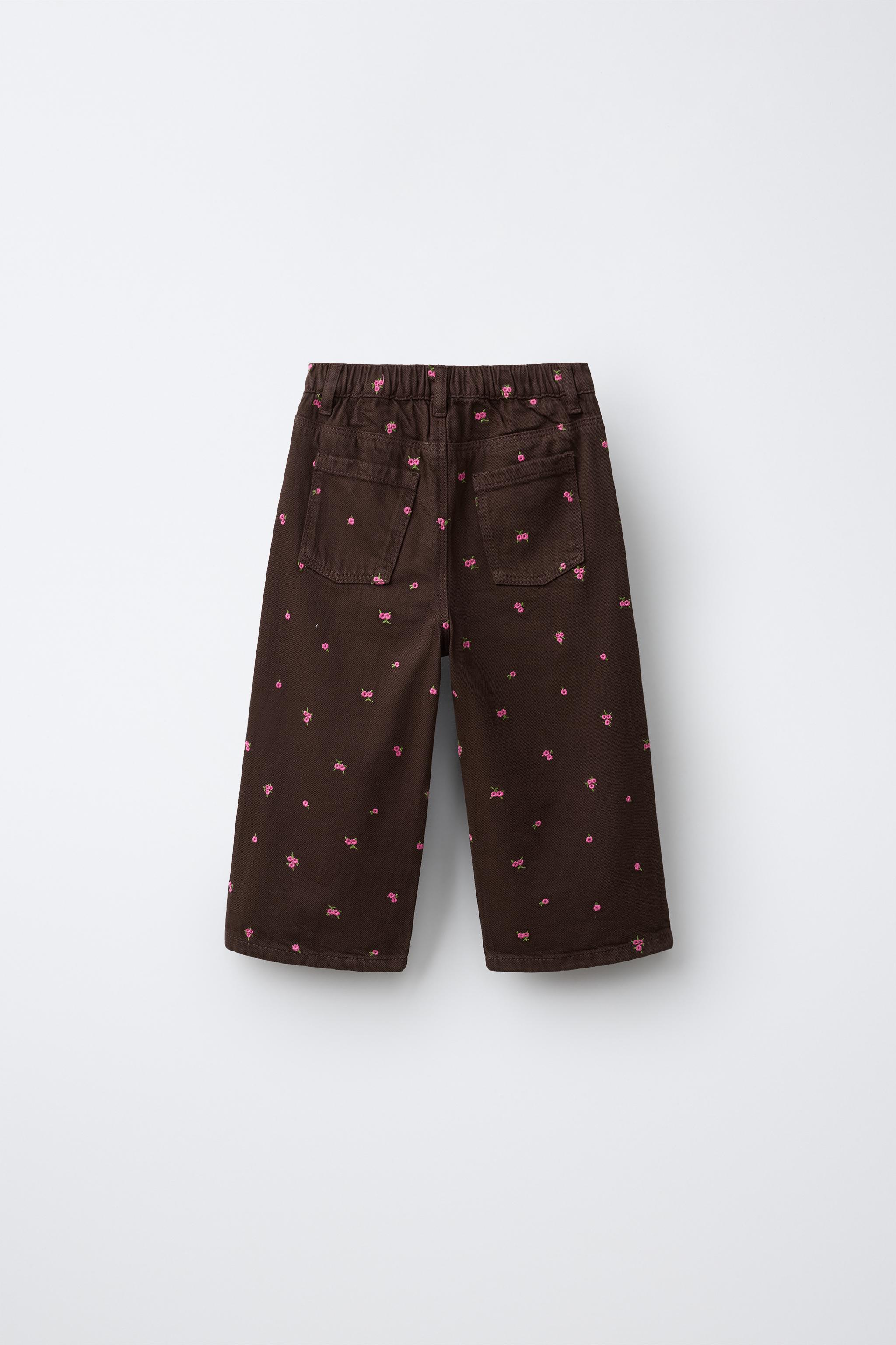 EMBROIDERED FLORAL TWILL CULOTTES