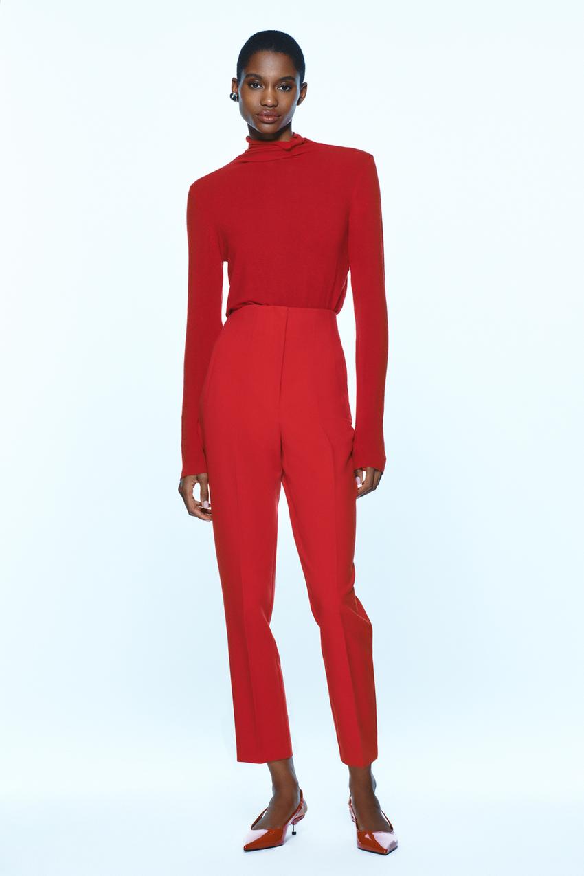 HIGH-WAIST TROUSERS - Red
