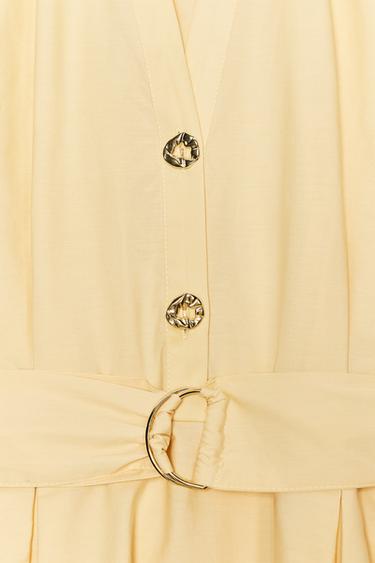 POPLIN MIDI DRESS WITH BELT - Butter by Zara