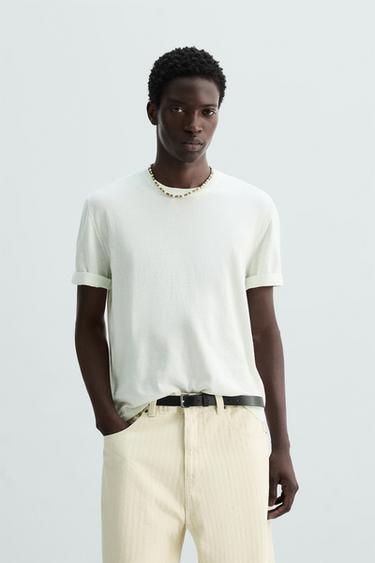 LIGHTWEIGHT KNIT T-SHIRT - Light blue by Zara