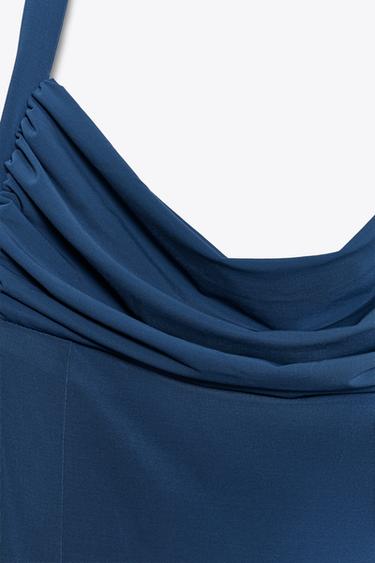 ROBE HALTER FLUIDE - Bleu roi de Zara - Image 7
