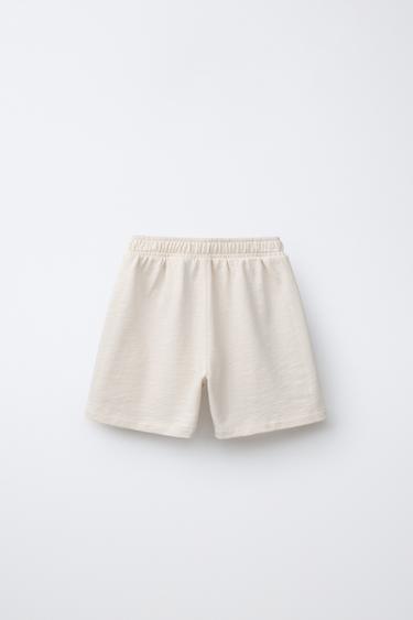 COLOUR BLOCK PLUSH BERMUDA SHORTS - Light blue by Zara - Image 1