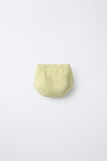 EMBROIDERED FLORAL LACE TRIM KNIT PANTIES — Light green 2