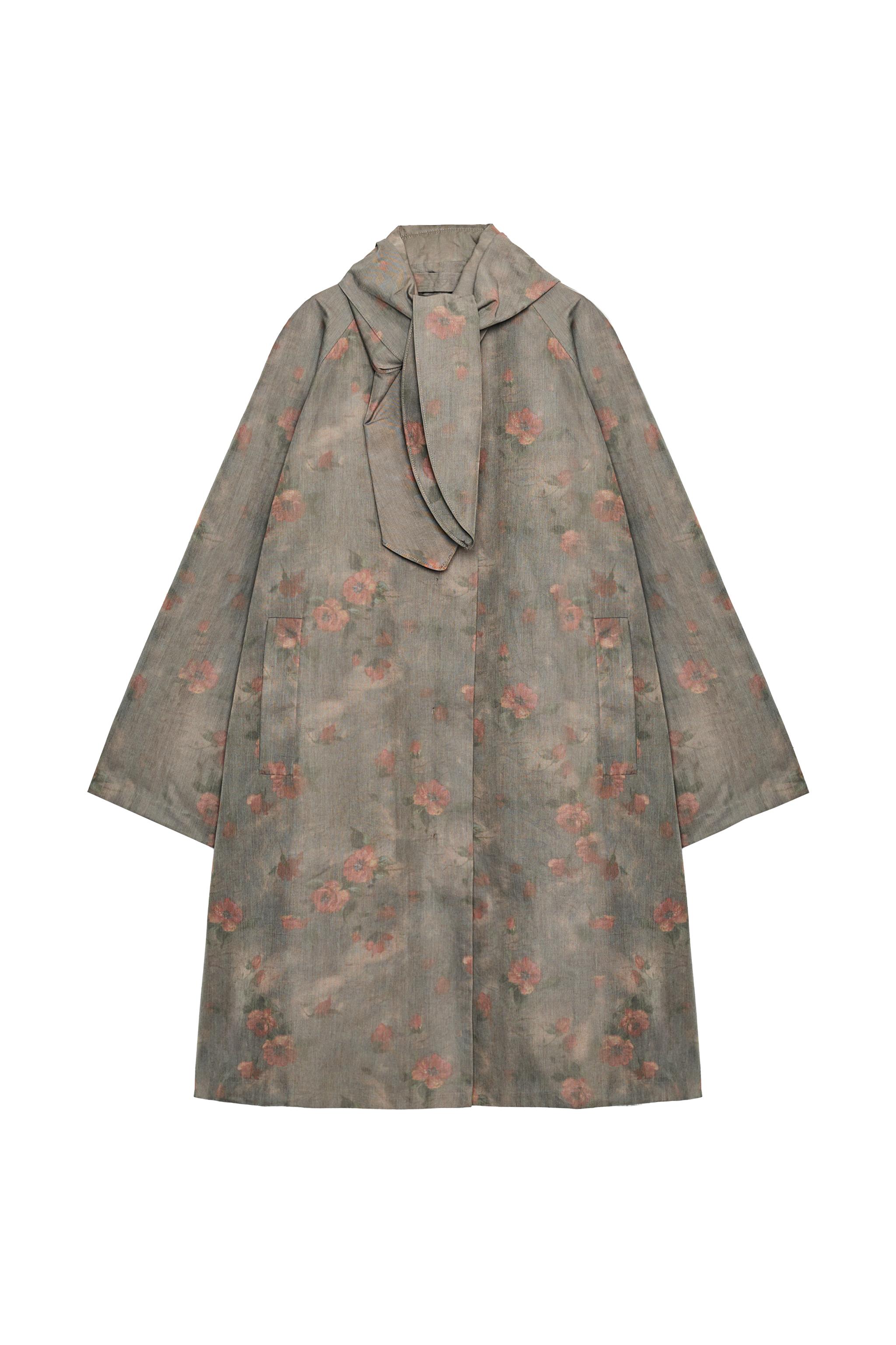 茶 oversea ZW COLLECTION FLORAL SCARF TRENCH COAT - dirty-mauve | ZARA United