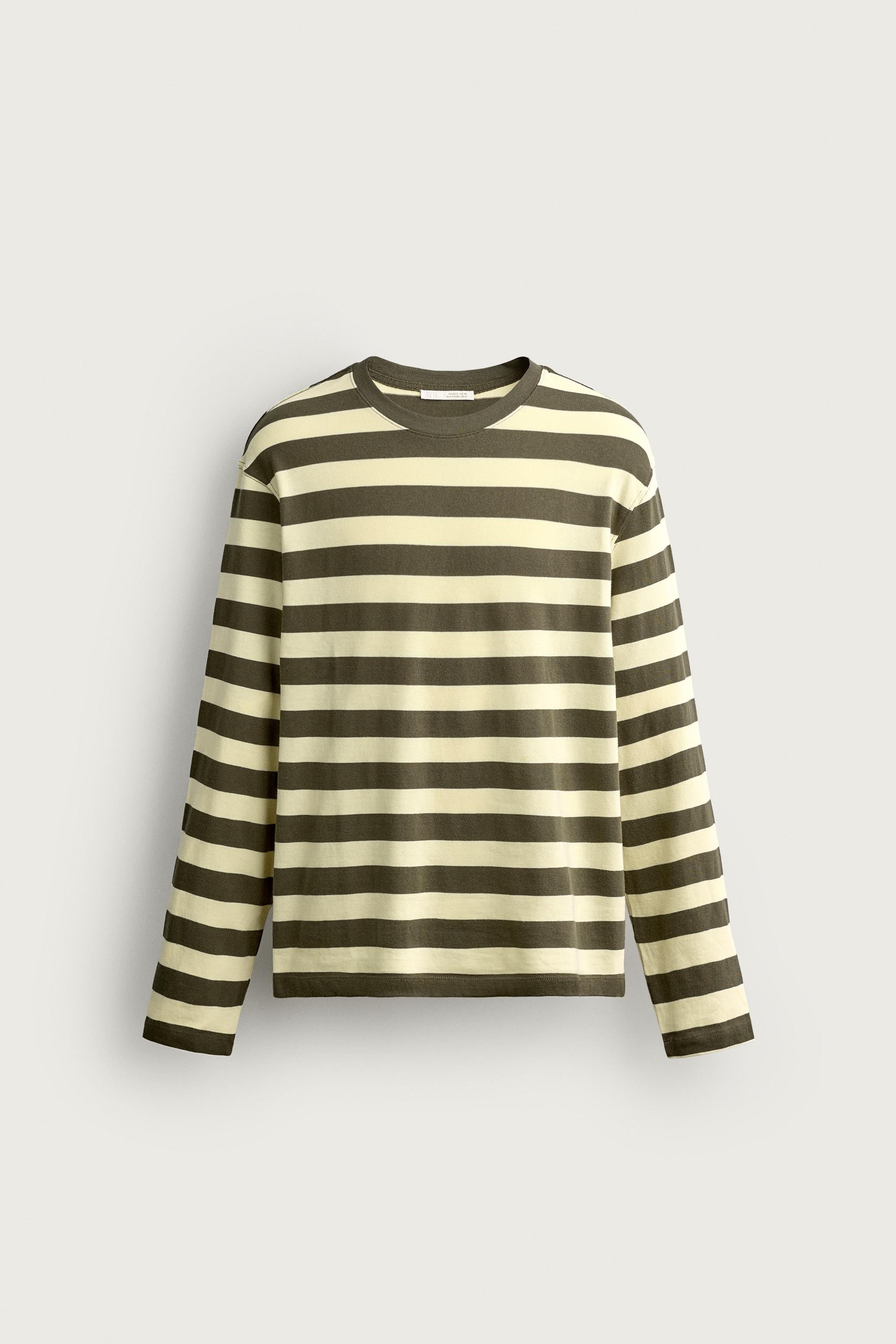 REGULAR FIT STRIPED JACQUARD T-SHIRT — Yellow