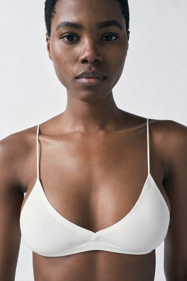 حمالة صدر SEAMLESS بحمّالات - أبيض الخاص بـ Zara