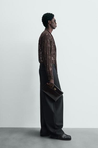 CHEMISE SEMI-TRANSPARENTE À PAILLETTES - Marron de Zara - Image 3