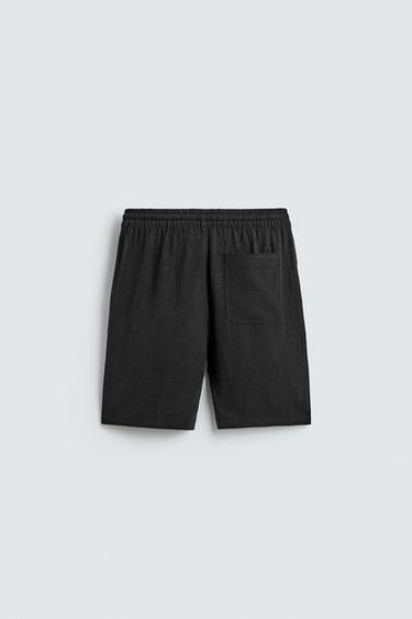 VISCOSE/LINEN RELAXED FIT BERMUDA SHORTS - Black by Zara - Image 7