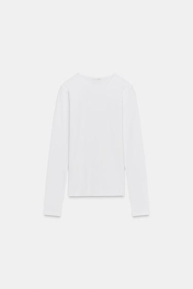 BASIC-T-SHIRT AUS BAUMWOLLE - Weiß von Zara