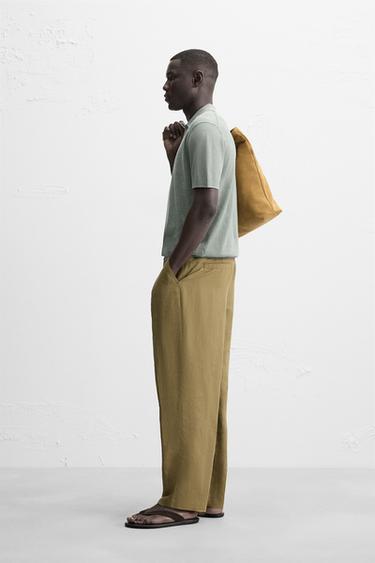 POLO EN MAILLE DE COTON ET DE SOIE - vert délavé de Zara - Image 3