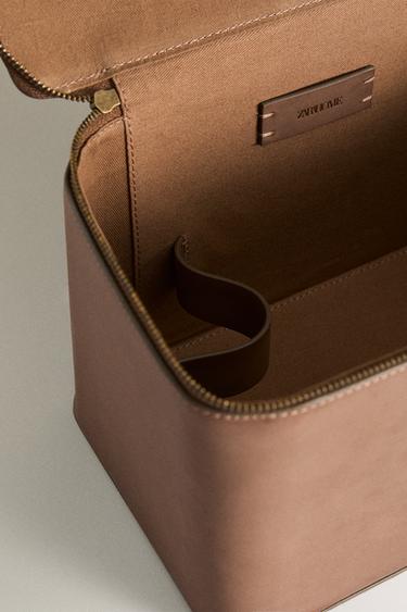 LARGE LEATHER WASH BAG - Brown by Zara - Image 6