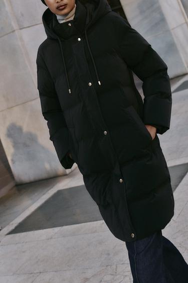 ANORAK SEMILARGO TEJIDO ENGOMADO WINDPROOF - Negro de Zara