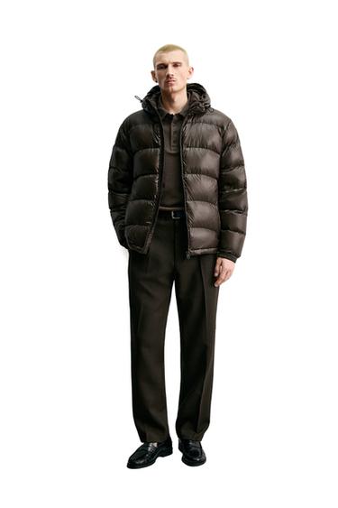 VATERET JAKKE MED 80 % DUN - 20 % FJER VANDAFVISENDE ORIGINS - chokolade fra Zara