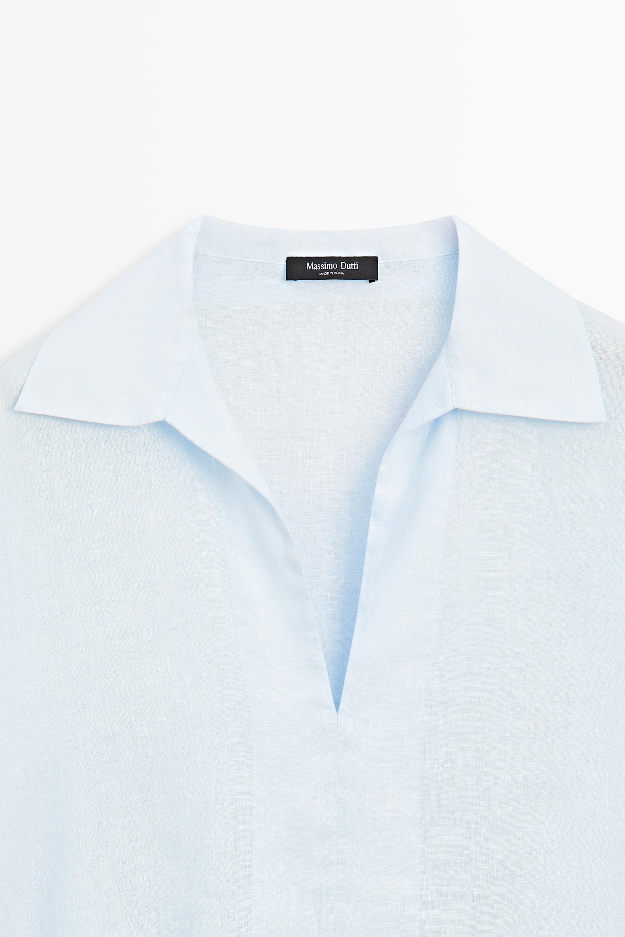 100% linen polo collar shirt