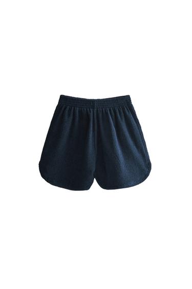 STRAND-SHORTS AUS BAUMWOLLFROTTEE - Marineblau von Zara