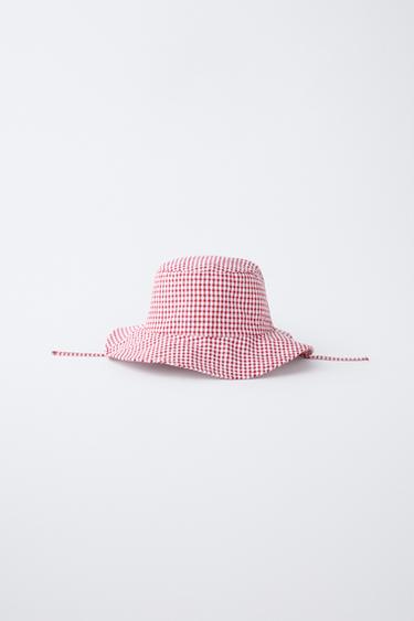 GORRO BUCKET CUADRO VICHY - Rojo / Blanco de Zara