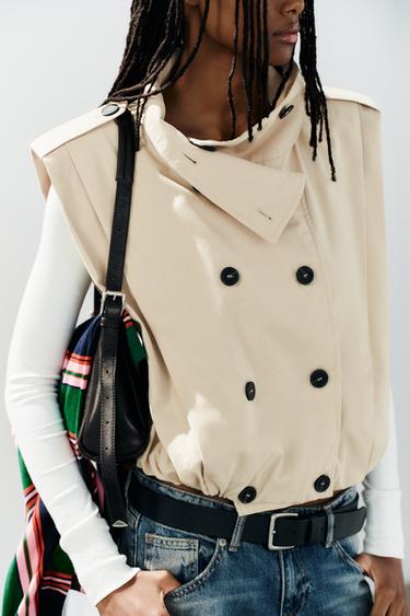 GILET À PLIS ET BOUTONS - Beige de Zara - Image 2
