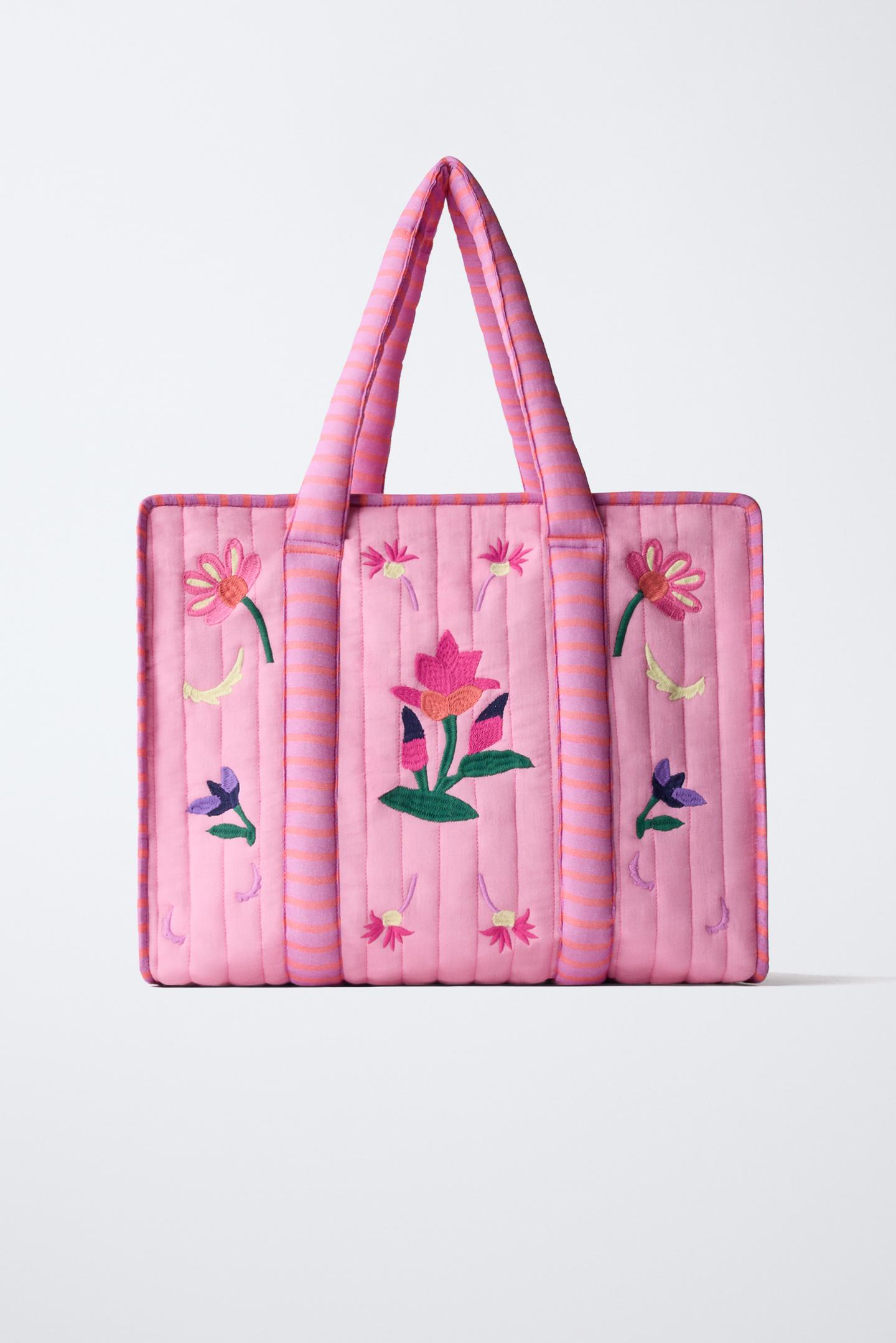 Детская сумка Zara Embroidered Floral Shopper, цвет: Розовый