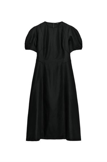 ZW COLLECTION FITTED LINEN BLEND DRESS - Black by Zara