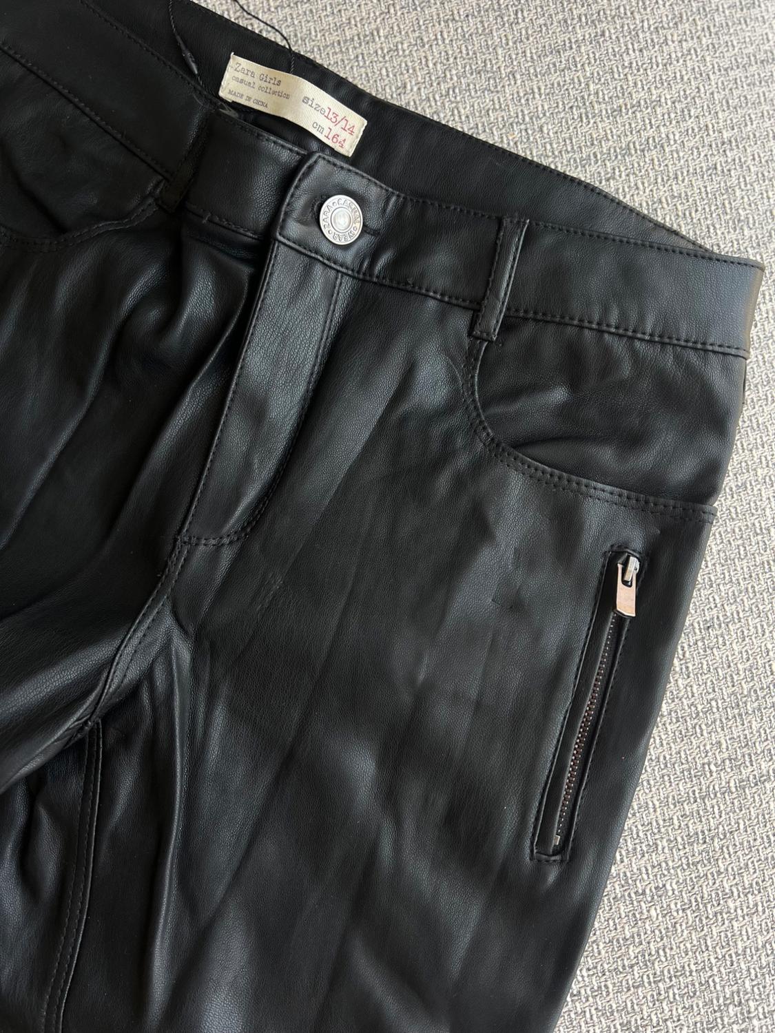 ZARA GIRLS FAUX LEATHER TROUSERS, SIZE 1314Y 164 CM - Image 2