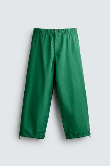RELAXED FIT PARACHUTE TROUSERS - Green by Zara