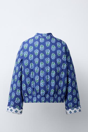 VESTE MATELASSÉE IMPRIMÉE FLEURS - Bleu moyen de Zara - Image 3