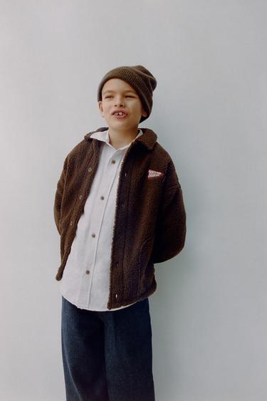 Zara 棉麻刺繡文字襯衫 - 裸色