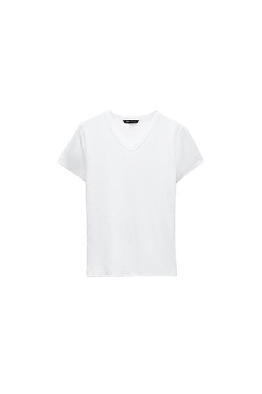 V-NECK COTTON T-SHIRT