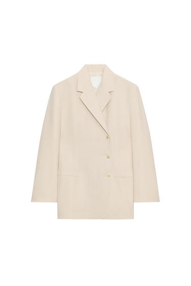 ZW COLLECTION LIMITED EDITION WOOL BLEND STRAIGHT BLAZER - Beige by Zara