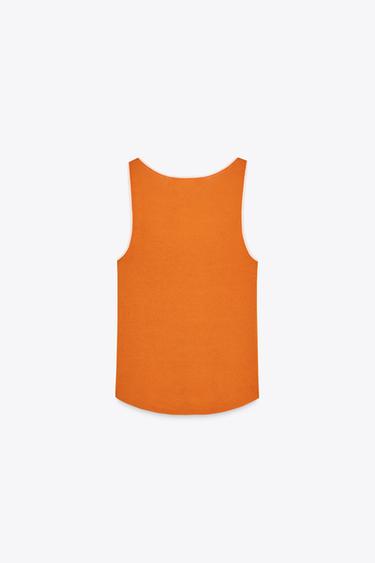 CONTRAST TRIM KNIT TOP - Orange by Zara - Image 1