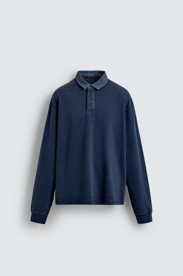 SUADERA POLO CUELLO CONTRASTE - Azul / Índigo de Zara