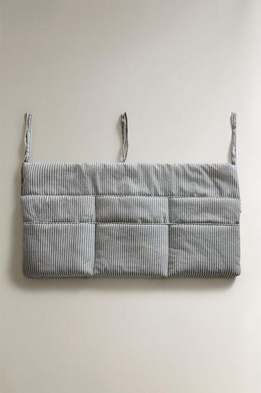 ORGANIZADOR DE BERÇO ÀS RISCAS DE ALGODÃO - Cinzento da Zara - Imagem 0