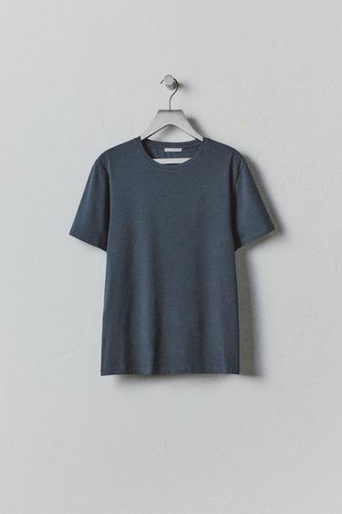 BASIC SLIM FIT T-SHIRT - Blue / Grey by Zara