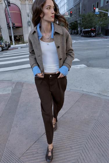 SHORT WOOL COAT - camel by Zara - Image 0