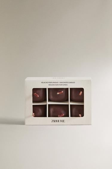 PACK OF DECORATIVE TOFFEE CANDLES (PACK OF 6) - Chocolate brown by Zara - Image 3