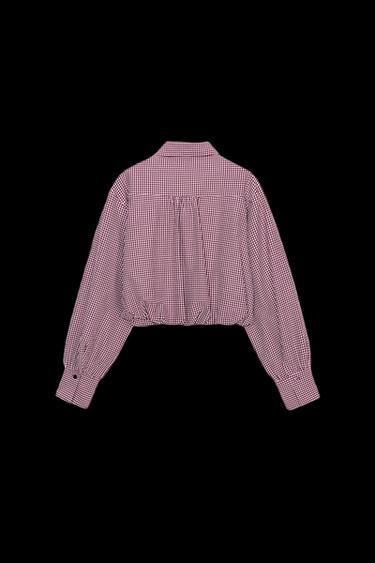 CAMISA GLOBO CUADRO VICHY - Granate de Zara