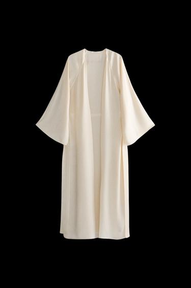 Zara BEIGE SILK ROBE - Ecru - Image 0