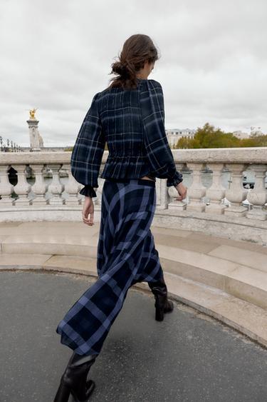 TOP À CARREAUX NID D'ABEILLE - Bleu / Bleu marine de Zara - Image 3