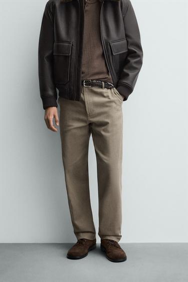 WASHED CHINO TROUSERS - camel by Zara