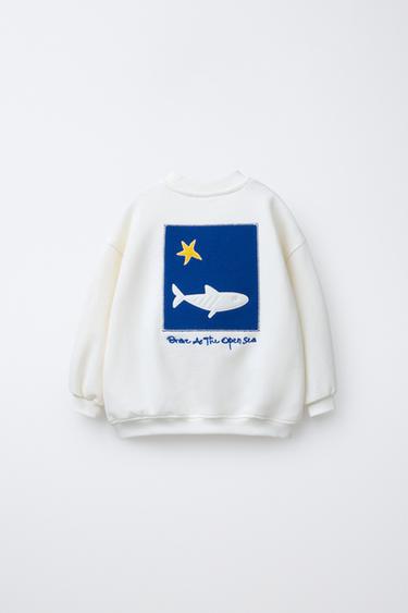 EMBROIDERED SWEATSHIRT - White by Zara