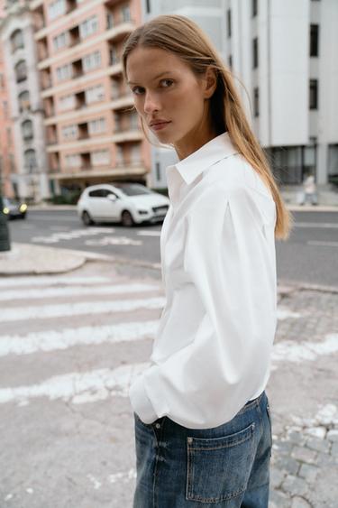 PLEATED-SLEEVE SHIRT — Oyster-white 2