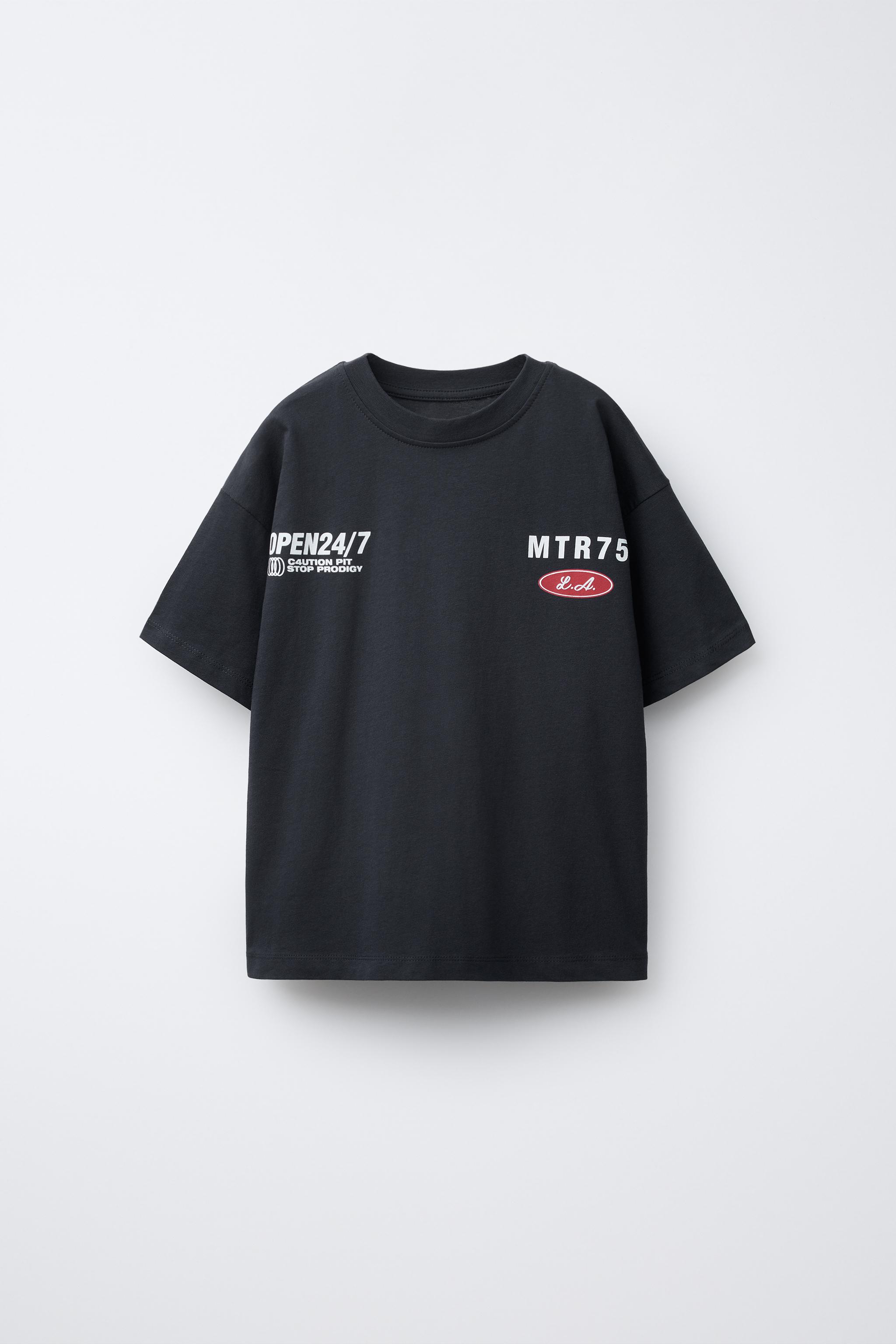 お歳暮 人気 テキストプリントTシャツ - ネイビーブルー | ZARA Japan / 日本 トップス