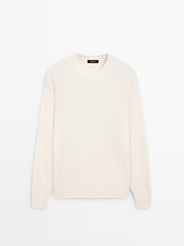 Jersey punto cuello redondo mezcla lana - Crudo de Zara