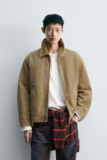 Zara 拼接領絎縫外套 - 米色