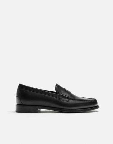 LEATHER PENNY LOAFERS - Black by Zara