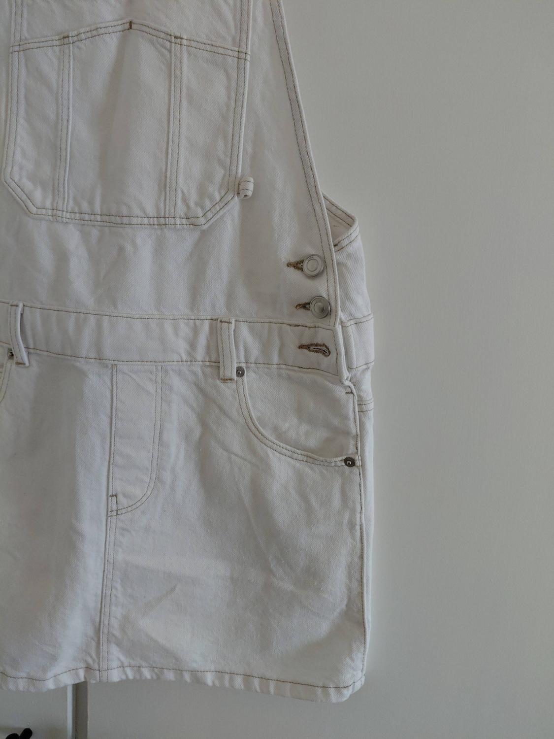 CONTRAST STITCH DENIM PINAFORE DRESS - Image 2