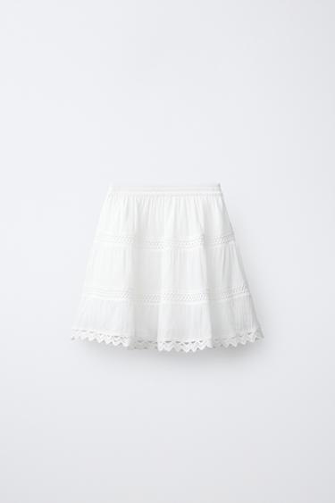 ROMANTIC PANELLED SKIRT WITH LACE INSERTS - White by Zara - Image 1